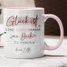 Tasse Bonusmama Muttertag personalisiert – Motiv: Glück ist eine BONUSMAMA wie dich zu haben - Geschenk zum Geburtstag, Ostern, Weihnachten
