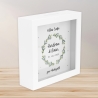 Spardose Hochzeit personalisiert Datum & Name Brautpaar Bräutigam Braut Geldgeschenk Sparschwein Hochzeitsgeschenk Geld - Holz Blumenkranz