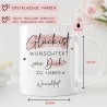 Handgefertigte Personalisierte Glück ist... - Tasse komplett mit Wunschtext und Wunschname. Zum Geburtstag, Muttertag, Ostern, Weihnachten