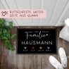 Personalisierte Fußmatte - Fussmatte mit Wunschnamen | Familie mit Herzen Haustier | 60x40 cm | Geschenkidee zum Umzug, Umzug