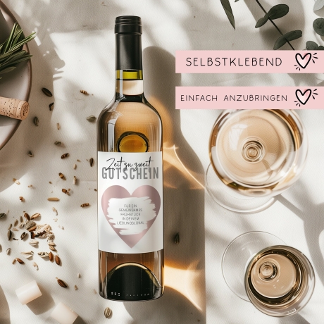 Weinetikett Rubbellos - Zeit zu zweit Gutschein - Personalisiertes Weinflaschen-Etikett - Weihnachten Geburtstag Valentinstag Geschenk