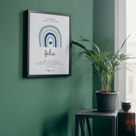 Taufgeschenk Taufe Poster personalisiert Patenkind Regenbogen Junge mit Namen- Geschenke Taufpate Patengeschenk Patenonkel Patentante Spruch
