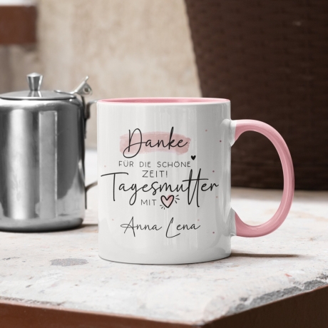 Personalisierte Tasse Danke für die Schöne Zeit Tagesmutter mit Herz - Geschenk zum Abschied, Kindergarten, KIGA, KITA, Erzieherin