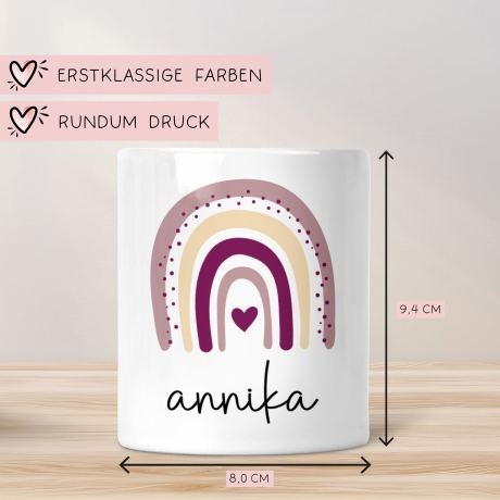 Personalisierte Spardose Taufe mit Namen und Datum –Regenbogen Rosa-Geschenk für Mädchen zum Geburtstag Kommunion Firmung Geburt Einschulung