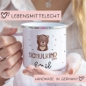 Schulanfang Schulkind 2024 Emaille-Tasse, personalisierte Kindertasse mit Namen, Einschulungsgeschenk Bär