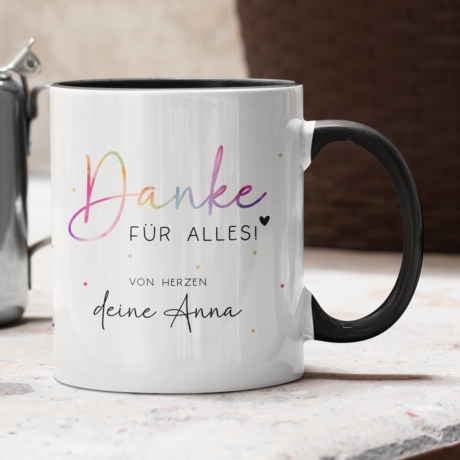 Danke für alles Personalisierte Tasse -mit eigenen Wunschtext. Kaffee-Tasse Dankeschön-Geschenke Vatertag Muttertag Geburtstag Erzieher