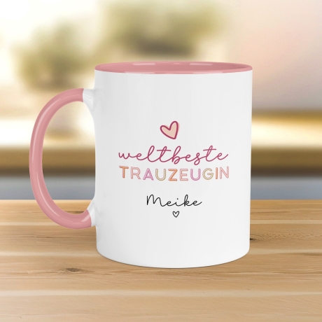 Weltbeste Trauzeugin Tasse mit Namen - Geschenk personalisiert Geschenk Trauzeugin Brautjungfer zum Geburtstag, Ostern, Weihnachten