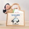Polizeiwagen Schulkind Tasche Wunschnamen | 100% Jute | Streifenwagen Polizei | Geschenk Einschulung | Schultüte personalisiert | Schule
