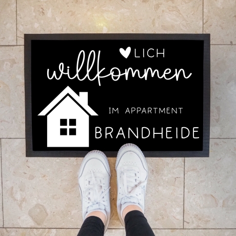 Personalisierte Fußmatte - für Ferienwohnung, Apartments, Ferienhaus, Ferienhäuser, Ferienunterkunft| Herzlich Willkommen | 60x40 cm