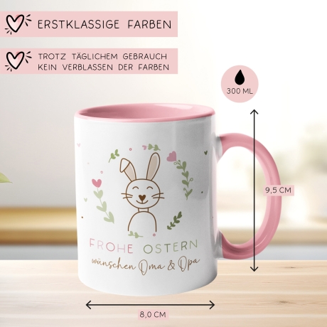 Ostertasse personalisiert mit Namen Frohe Ostern - Hase, Ostergeschenk für Kinder Männer Frauen Geschenkidee zu Ostern. Geschenk Tasse
