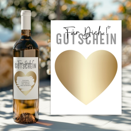 Gutschein Für dich Weinflaschen-Etikett | Personalisiertes Wein Flaschen Etikett | Rubbellos Weinetikett Weihnachten - Rosa