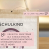 Einschulung Jute Pocket Tasche Personalisiert mit Wunschnamen | Schulkind Regenbogen Herz als Geschenktasche für Schulanfang - 1 Schultag