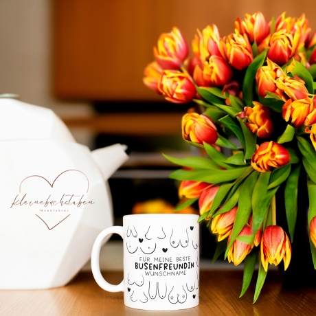 Personalisierte Busenfreundin Tasse in weiß | Für die beste Freundin - BFF - Muttertag Geschenk - liebste Freundin - mit Namen - 330ml