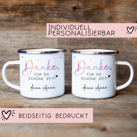 Abschiedsgeschenk Erzieherin Geschenk Abschiedsgeschenk Lehrerin Dankeschön Geschenk Tasse - Danke für die schöne Zeit - Emaille Becher