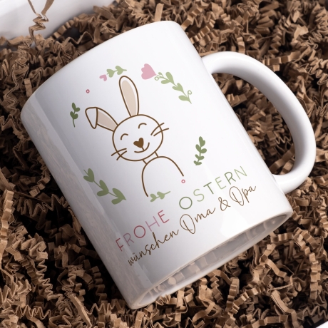 Ostergeschenk personalisiert Tasse mit Namen Frohe Ostern Hase Ostergeschenk für Kinder Männer Frauen Geschenkidee zu Ostern. Geschenk