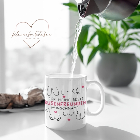 Personalisierte Busenfreundin Kaffeetasse in weiß | Für die beste Freundin - BFF - Muttertag Geschenk - liebste Freundin - mit Namen - 330ml