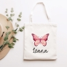 Stofftasche Schmetterling Rosa Personalisiert und Namen. Für Kindergarten und Schule - Wäschebeutel Wechselwäsche KITA | Mädchen & Junge