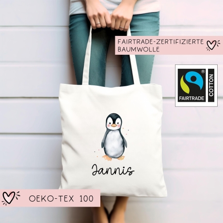 Turnbeutel Wäschebeutel Pinguin - Personalisiert - Wunschnamen - Schule - mit Name - Rucksack - Wechselkleidung - Weihnachten - Geburtstag