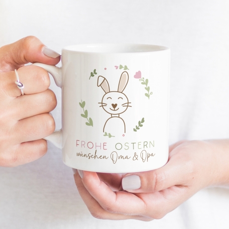 Ostergeschenk personalisiert Tasse mit Namen Frohe Ostern Hase Ostergeschenk für Kinder Männer Frauen Geschenkidee zu Ostern. Geschenk
