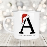 Personalisierte Emaille Tasse Weihnachten - Frohe Weihnachten - Merry Christmas - mit Anfangsbuchstabe und Wunschnamen - Nikolaus - Becher