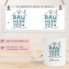 Set Bauherr Bauherrin Tasse 2024 Name, Richtfest Geschenk, Becher Geschenke zum Richtfest, Geschenkideen zum Hausbau Einweihung Hausbauer