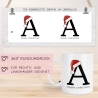 Personalisierte Keramik Tasse Weihnachten Nikolaus - Monogramm - Anfangsbuchstabe - Frohe Weihnachten - Merry Christmas - Glühwein - Becher