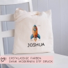 Rakete Stofftasche Personalisiert - Einkaufstasche Kinder-Beutel mit Namen als Sporttasche, Tragetasche Wechselwäsche für Kita Schule - 03