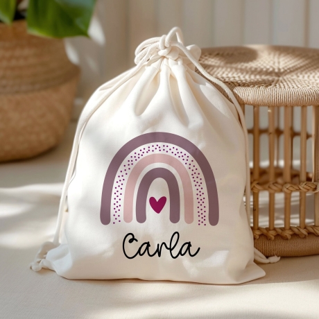Regenbogen Beere Stofftasche Tasche Kinder-Beutel mit Namen als Sporttasche, Wechselwäsche, Tragetasche - Kita, Schule & Kindergarten - 05