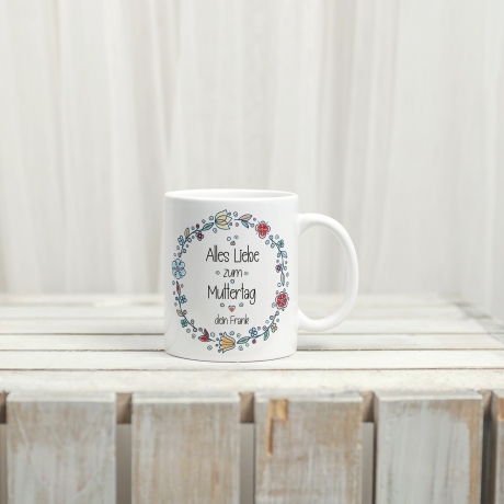 Personalisierte Tasse zum Muttertag mit eigenen Namen • Motiv: Alles liebe zum Muttertag • Kaffeetasse • Teetasse • Geschenk für die Mama