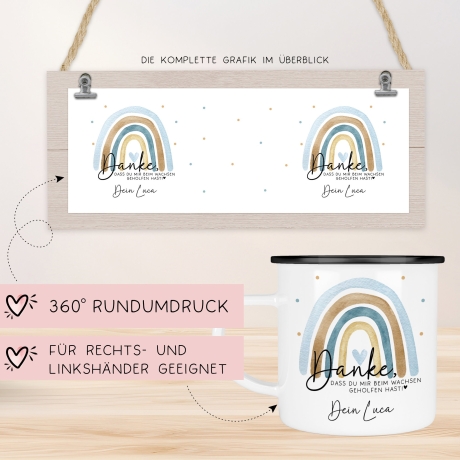 Danke das du mir beim Wachsen geholfen hast - Regenbogen - Abschiedsgeschenk für Erzieherin Geschenk Abschiedsgeschenk Lehrerin Emaille