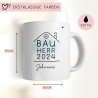 Bauherr Tasse 2024 Name, Richtfest Geschenk, Becher Geschenke zum Richtfest, Geschenkideen zum Hausbau Einweihung Hausbauer -330ml