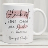 Handgefertigte Personalisierte Glück ist... - Tasse. Mama, Oma, Tante, Schwester, Cousine, Hebamme, Nachbarin, Freundin, Wunschtext & Name