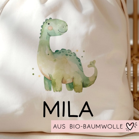 Brontosaurus Turnbeutel Dino Dinosaurier Personalisiert mit Wunschnamen | Rucksack Schule, Kindergarten, KITA, Wäschebeutel, Sportbeutel