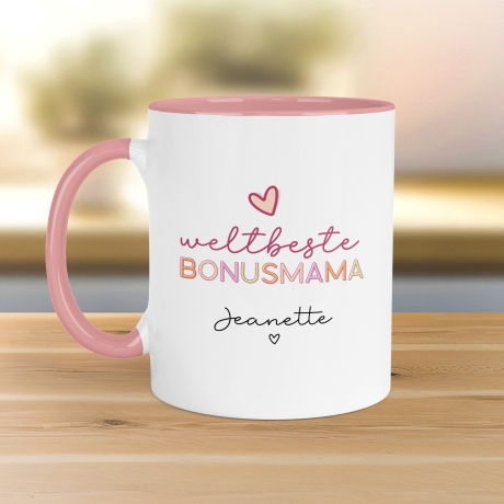 Weltbeste Bonus Mama Tasse - Bonusmama - Geschenk personalisiert -  für Mama, Bonus-Mama, Oma zum Geburtstag - Muttertag - Weihnachten