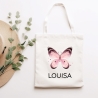 Rosa Schmetterling Stoff Tasche Personalisiert und Namen. Für Kindergarten und Schule - Wäschebeutel Wechselwäsche KITA | Mädchen & Junge