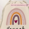 Kinder-Beutel mit Namen personalisiert Personalisierter Turnbeutel | Regenbogen-Design. Perfekt als Rucksack für Schule und Kindergarten