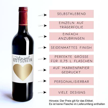 Weinetikett Rubbellos - Zeit zu zweit Gutschein - Personalisiertes Weinflaschen-Etikett - Weihnachten Geburtstag Valentinstag Geschenk