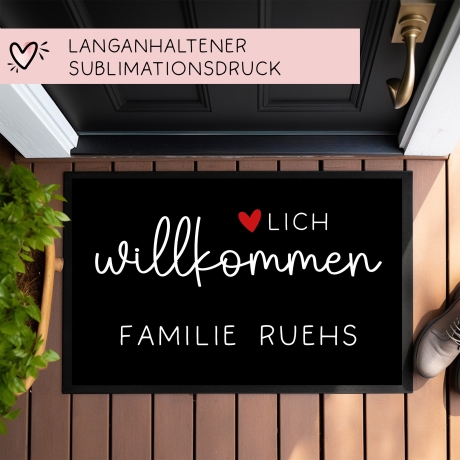 Personalisierte Fußmatte - Herzlich Willkommen - Vornamen - Wunschname - Türmatte Fußabtreter Schmutzfangmatte - Dünn - Rutschfest - Umzug