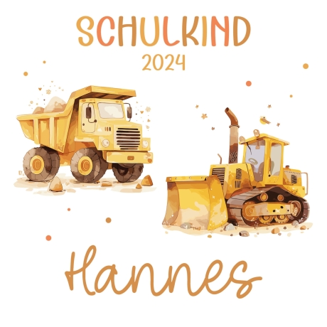 Schulkind 2024 LKW & Kipper Spardose mit Wunschname Fee Name Kind personalisiert Kinder Geburtstagsgeschenk Einschulung mit Wunschtext