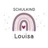 Einschulung Jute Pocket Tasche Personalisiert mit Wunschnamen | Schulkind Regenbogen Herz als Geschenktasche für Schulanfang - 1 Schultag