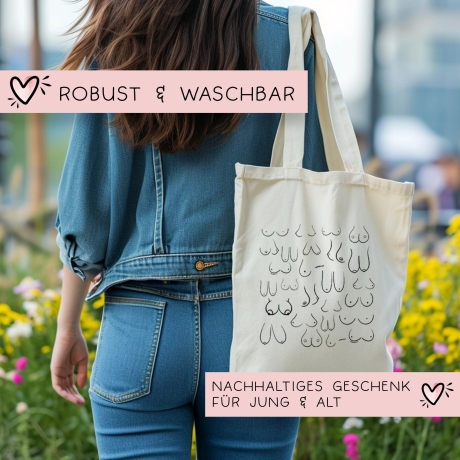 Baumwolltasche / BUSENFREUNDIN BUSENFREUNDE - Öko-Stofftasche mit langen Henkeln, perfekt als Leinentasche zum Einkaufen mit lustigem Spruch