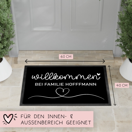 Personalisierte Fußmatte mit Wunschnamen | Willkommen | 35 x 50 cm oder 40 x 60 cm | Geschenkidee zum Umzug, Einzug für Familien