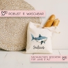 Stofftasche Beutel mit Namen Hai - Personalisierte Kinder Beutel Kindertasche - Wechselwäsche, Schmutzwäsche Tragetasche - Wechselkleidung