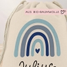 Rucksack Regenbogen Personalisiert aus Bio-Baumwolle | Mit Ihrem Wunschnamen |Perfekt als Turnbeutel für Schule und Kindergarten Einschulung
