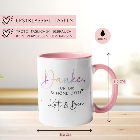 Personalisierte Tasse Danke für die Schöne Zeit - Geschenk zum Abschied Kollege Lehrerin Kollegin Freundin Abschiedsgeschenk Jobwechsel