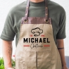 Grillschürze personalisiert für Männer mit Name Kunstleder Applikation zum Geburtstag - Geschenk Weihnachten Baumwollschürze, Küchenschürze