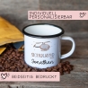 Schulanfang Kindertasse Schulkind mit Hubschrauber-Motiv - personalisierte Emaille-Tasse mit Namen - ideales Kindergeschirr
