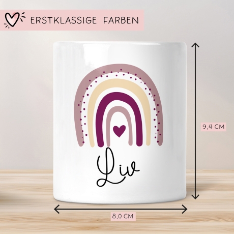Personalisierte Spardose Regenbogen mit Namen und Datum - Rosa - Geschenk für Mädchen zum Geburtstag Weihnachten Firmung Geburt Einschulung