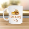 Schulkind 2024 Tasse Kindertasse, Wunschnamen Bagger Motiv, Personalisierte Einschulung Geschenk