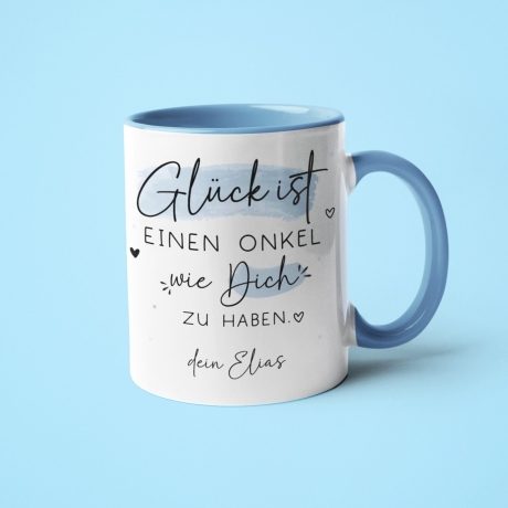 Personalisierte Tasse mit Spruch Glück ist einen Onkel wie dich zu haben zum Geburtstag, Geschenk, Ostern, Weihnachtsgeschenk